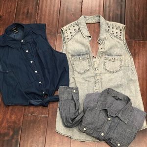 SET OF 3! Denim shirt sets